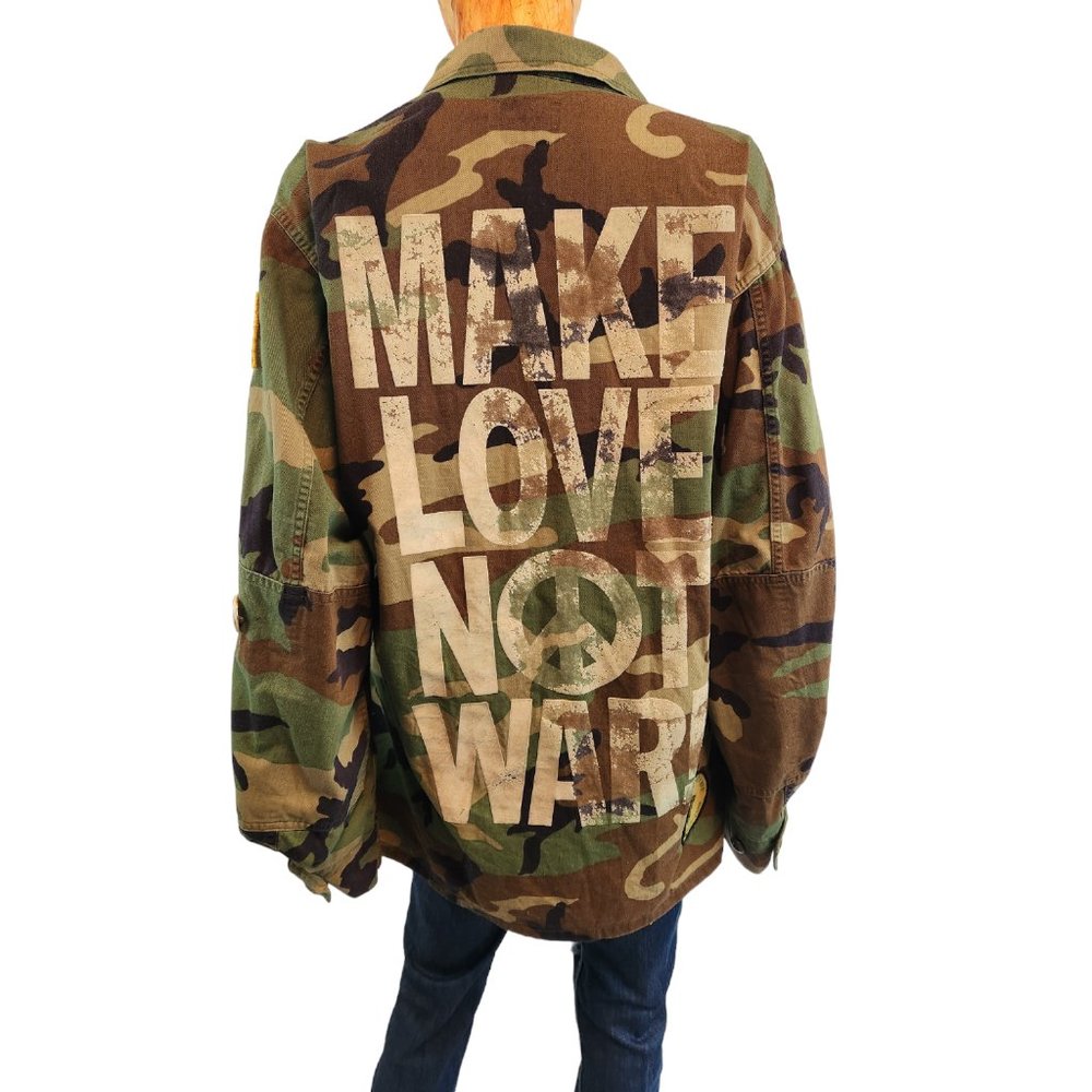 MADEWORN camo make love not war army jacket